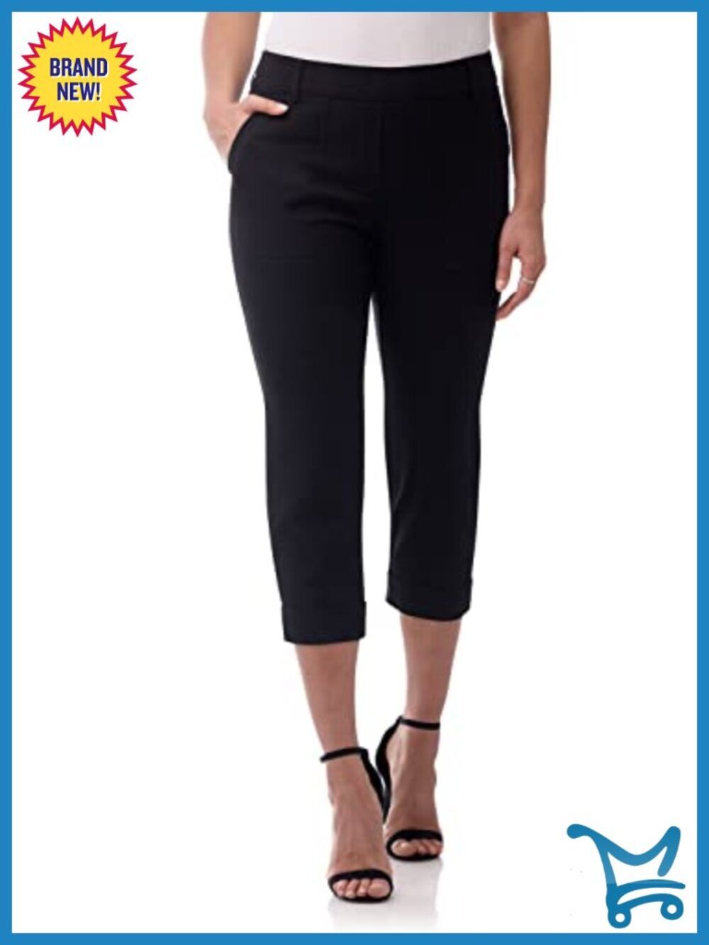 EcoCosy Pull-On Cargo Crop Pants - Mid-Rise Stretch Fit with Pockets & Cuffed